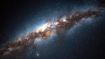 Fototapeta premium A sweeping, vibrant view of a galaxy, showcasing swirling nebulae, and distant stars