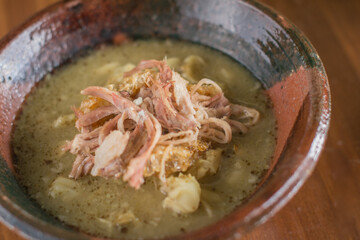 Traditional Green Pozole from Guerrero, Mexico with Pork