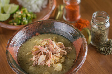 Traditional Green Pozole from Guerrero, Mexico with Pork