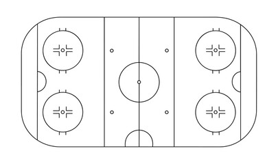 Flat design ice hockey arena blueprint with detailed rink layout