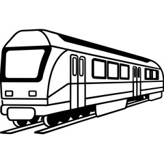Minimalist Commuter Train Line Art Vector on White Background