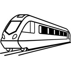 Minimalist Commuter Train Line Art Vector on White Background