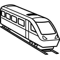 Minimalist Commuter Train Line Art Vector on White Background