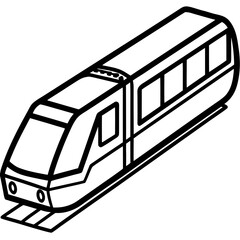 Minimalist Commuter Train Line Art Vector on White Background