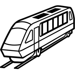 Minimalist Commuter Train Line Art Vector on White Background