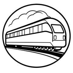 Minimalist Commuter Train Line Art Vector on White Background