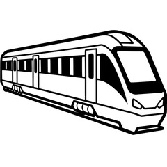 Minimalist Commuter Train Line Art Vector on White Background