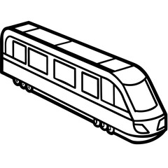 Minimalist Commuter Train Line Art Vector on White Background