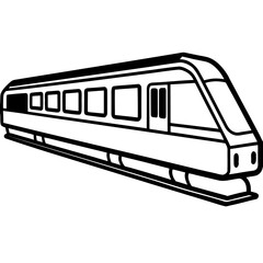 Minimalist Commuter Train Line Art Vector on White Background