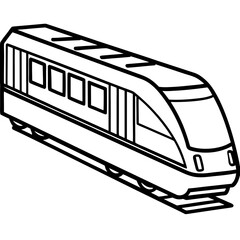 Minimalist Commuter Train Line Art Vector on White Background