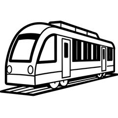 Minimalist Commuter Train Line Art Vector on White Background
