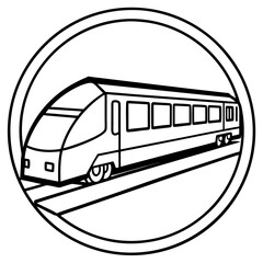 Minimalist Commuter Train Line Art Vector on White Background