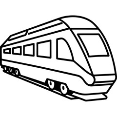 Minimalist Commuter Train Line Art Vector on White Background
