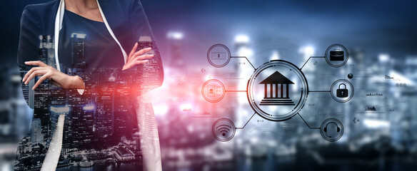 A concept of digital banking and online financial technology (FinTech) services. A central platform...