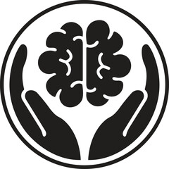 Brain in Hands Logo Mental Health Concept