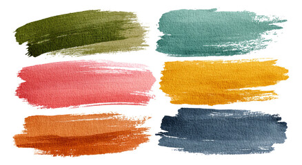 Colorful Brush Strokes Isolated on Transparent Background for Art Design Projects