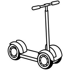 Minimalist Segway Line Art Vector Illustration on White Background