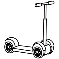 Minimalist Segway Line Art Vector Illustration on White Background