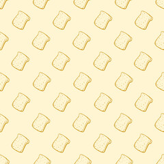 Bread Slice seamless pattern background. doodle bread slice pattern background. toasted bread pattern background. 