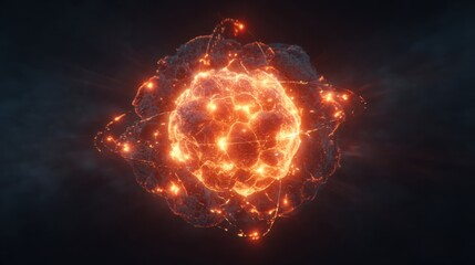 Fototapeta premium Explosive atomic reaction simulation virtual environment 3d visualization science concept digital art