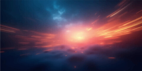 Fototapeta premium Sun rising with clouds in colourful sky