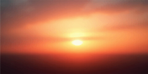 Abstract beautiful orange-red sunset with clouds lighting the sky at dusk