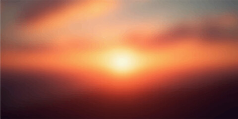 Red sun rays abstract bokeh background with sunset sky colours