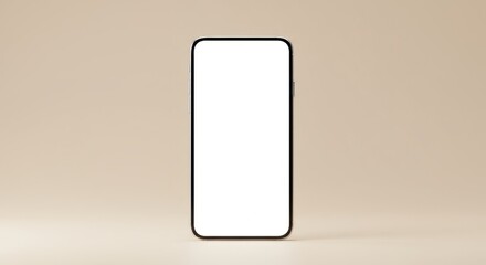 A modern smartphone with a blank white screen isolated on white background, ready for content