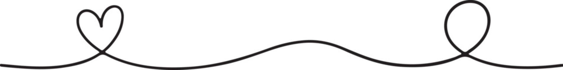 Heart and Wave Line Divider with Transparent Background Keywords: heart, love, wave, line