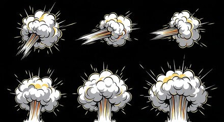 Dynamic Cartoon Explosion Set in Comic Book Style for Graphic Design Projects