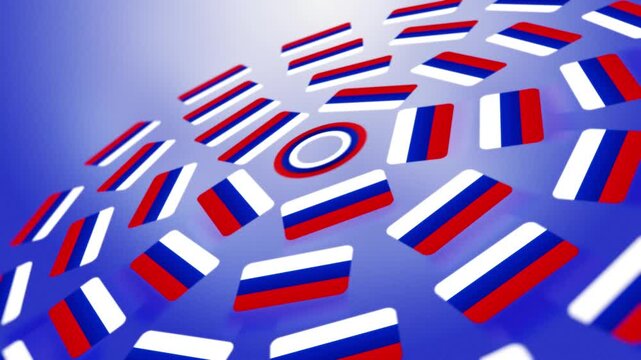 Russia Flags in Spinning Rings, National Pride Concept