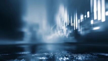 Futuristic abstract scene featuring illuminated data bars and a digital grid, representing financial growth and advanced analytics. The blue color palette enhances the sense of innovation and progress - Powered by Adobe