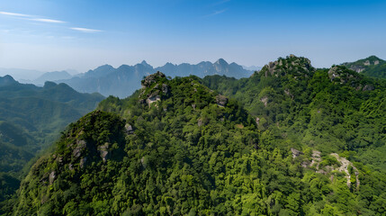 Obraz premium Mountainous landscape with dense greenery