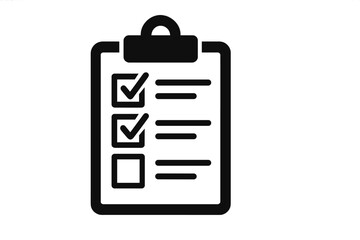 Checklist clipboard icon vector. To-do list, survey, or exam paper. Document, report, or form with check marks. Task management, planning and organization concept graphic.