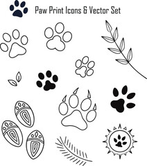 Fototapeta premium Paw icons & vector Set
