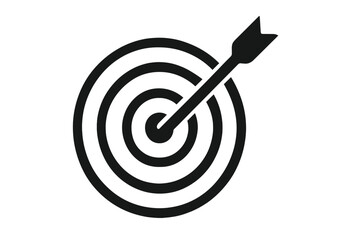 Target with arrow vector icon for business goal and achievement. Bullseye for success, strategy, accuracy. Metaphor for marketing, mission, and focus. Aim concept.