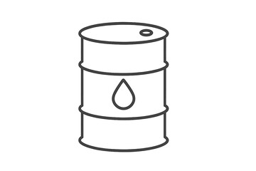 Oil barrel thin line icon. Vector linear stroke illustration of drum container for crude petroleum. Fuel, gasoline, diesel storage tank. Energy industry symbol. Simple graphic.