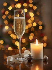 Champagne glasses and candles