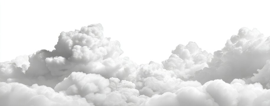 Fluffy, light gray clouds against a white background