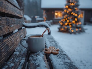 cup of coffee with christmas decorations