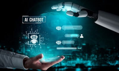 AI Virtual Assistant Artificial Intelligence Chatbot Controlled by Prompt Engineering for Explainable Generative AI information and LLM Deep Learning Technology for Smart Business Work Support. Vouch