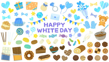 ホワイトデーのイラスト素材セット ベクター素材