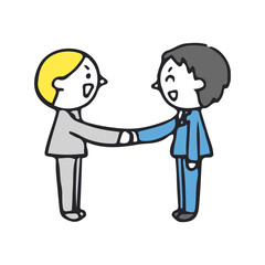 握手するスーツの2人