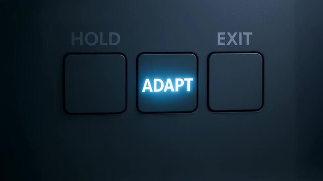 Adaptive business strategy button glowing keyboard technology adapt resilience for corporate decision making and change readiness