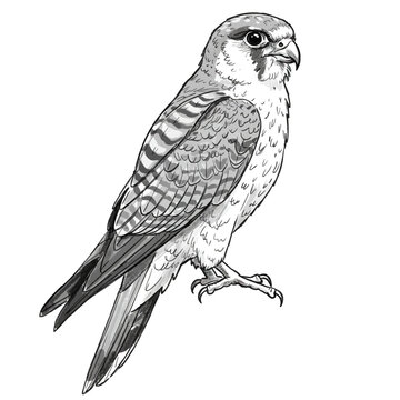 Brazilian Falconet, Microhierax latifrons, vector illustration of a small, agile bird of prey from South America, raptor.