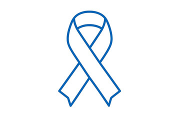Blue awareness ribbon line icon. Symbol for prostate cancer, colon cancer, child abuse, arthritis awareness. Vector illustration for support, solidarity, and health campaigns.