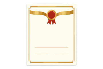 Certificate of appreciation or achievement template. Vector award for graduation, recognition, or completion. Blank diploma with golden border, elegant frame and red seal badge.