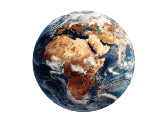 Stunning satellite image of earth africa and europe visible, Isolated On Transparent Background, Png