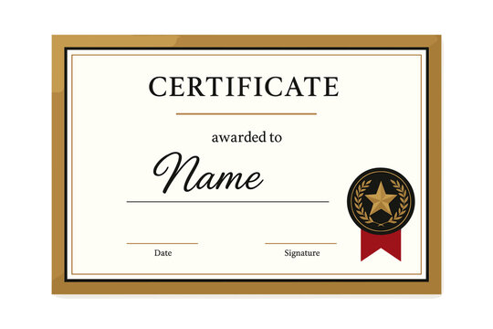 Modern certificate of appreciation or achievement template. Premium vector design for awards and diplomas with a luxurious gold border and elegant award badge with a star. - Powered by Adobe