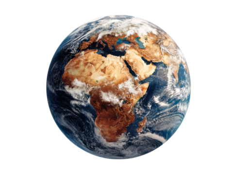 Stunning satellite image of earth africa and europe visible, Isolated On Transparent Background, Png